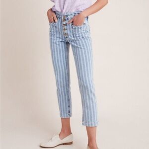 Anthropologie Size 27 Pilcro High-Rise Striped Acid Wash Slim Jeans